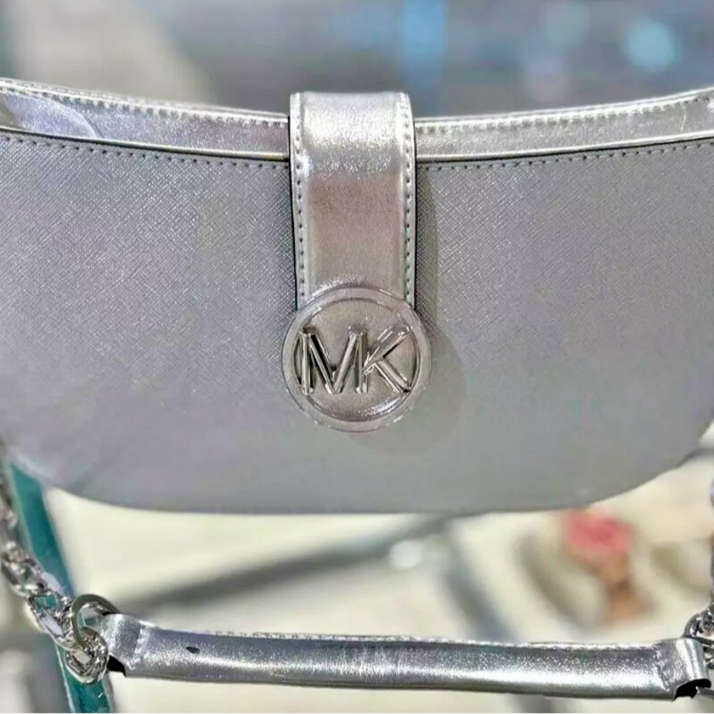 NWT Michael Kors Beautiful Shimmering Carmen Small Metallic Shoulder Bag - Picture 11 of 11